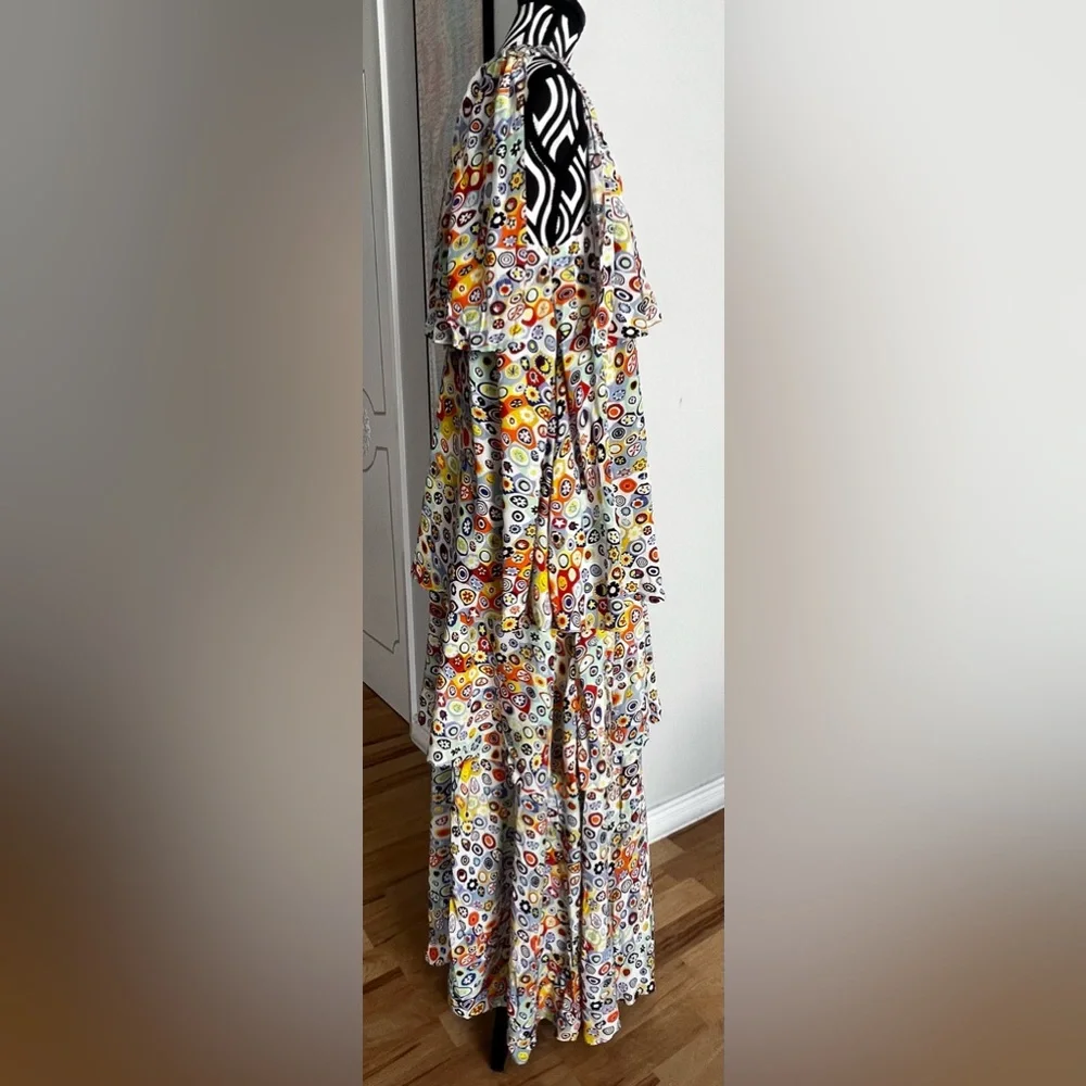 NWT STAUD Caya Tiered Flowy Retro Millefiori Multi Print Maxi Dress - Picture 7 of 16